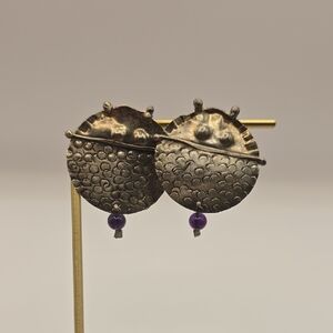 Elegant Silver and Purple Earrings